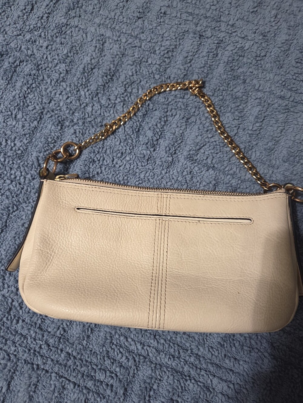 Fossil Cream Leather Chain-Handle Shoulder Bag
